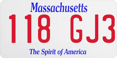 MA license plate 118GJ3