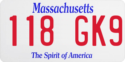 MA license plate 118GK9