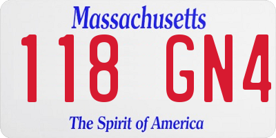 MA license plate 118GN4