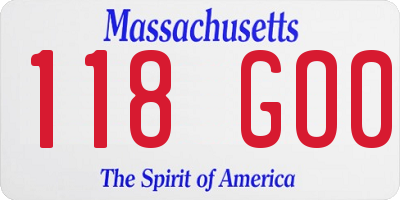 MA license plate 118GO0