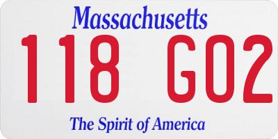 MA license plate 118GO2