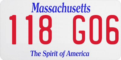 MA license plate 118GO6