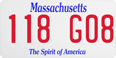 MA license plate 118GO8