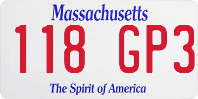 MA license plate 118GP3