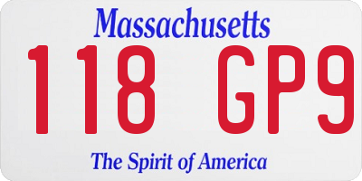 MA license plate 118GP9