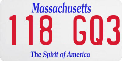 MA license plate 118GQ3