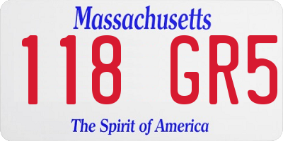 MA license plate 118GR5