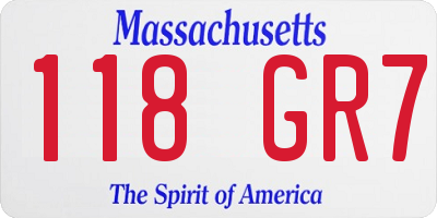MA license plate 118GR7