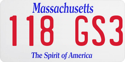 MA license plate 118GS3