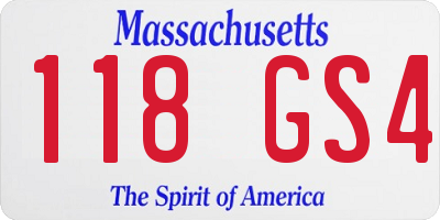 MA license plate 118GS4