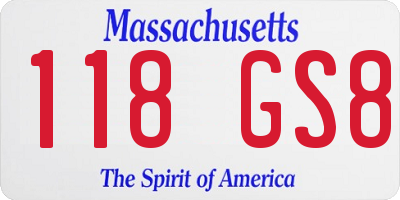 MA license plate 118GS8