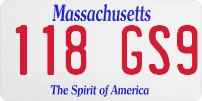 MA license plate 118GS9