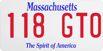 MA license plate 118GT0