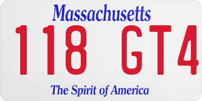 MA license plate 118GT4