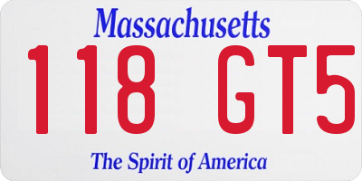 MA license plate 118GT5