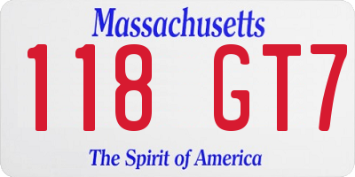 MA license plate 118GT7