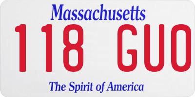 MA license plate 118GU0