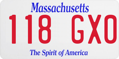 MA license plate 118GX0