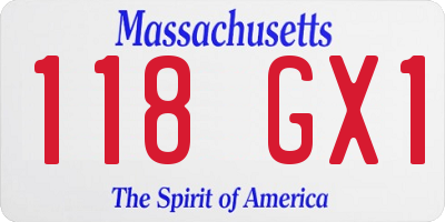 MA license plate 118GX1