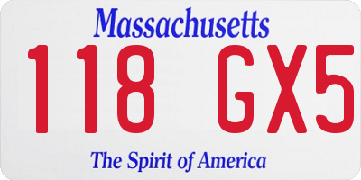 MA license plate 118GX5