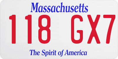 MA license plate 118GX7