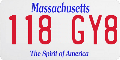 MA license plate 118GY8