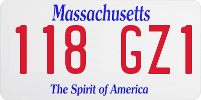 MA license plate 118GZ1