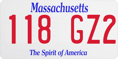 MA license plate 118GZ2