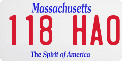 MA license plate 118HA0