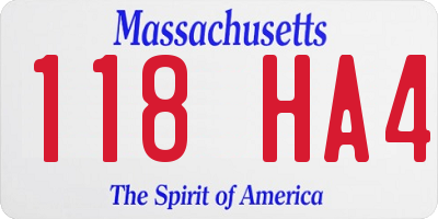 MA license plate 118HA4