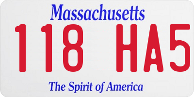 MA license plate 118HA5