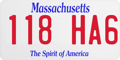 MA license plate 118HA6