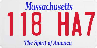 MA license plate 118HA7