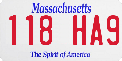 MA license plate 118HA9