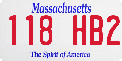 MA license plate 118HB2