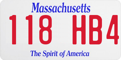 MA license plate 118HB4