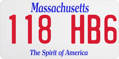 MA license plate 118HB6