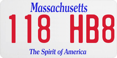MA license plate 118HB8