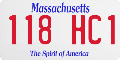 MA license plate 118HC1