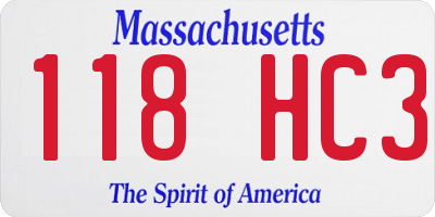 MA license plate 118HC3