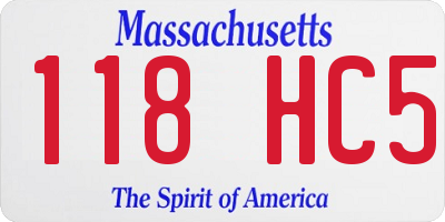 MA license plate 118HC5
