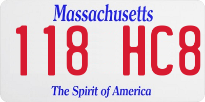 MA license plate 118HC8