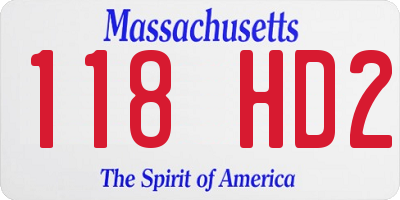 MA license plate 118HD2