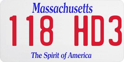 MA license plate 118HD3