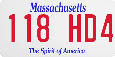 MA license plate 118HD4