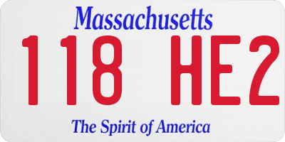 MA license plate 118HE2