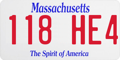 MA license plate 118HE4
