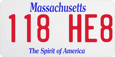 MA license plate 118HE8