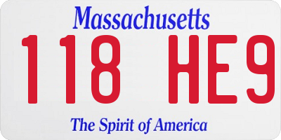 MA license plate 118HE9