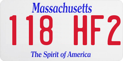 MA license plate 118HF2